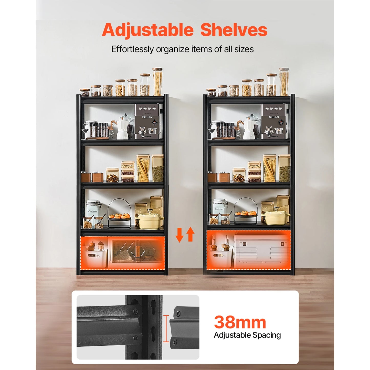 VEVOR Five Tier Garage Storage Shelves 2000 Pounds Adjustable Metal Rack