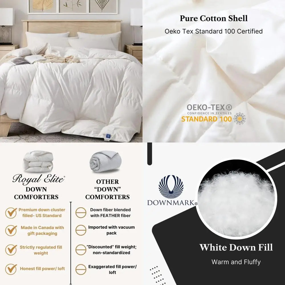 Canadian Made Queen Size Royal Elite Down Comforter White Duvet With Corner Tabs