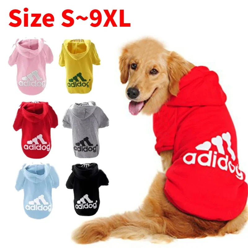 Adidog Autumn Winter Warm Dog Hoodie Coat For Medium Large Dogs