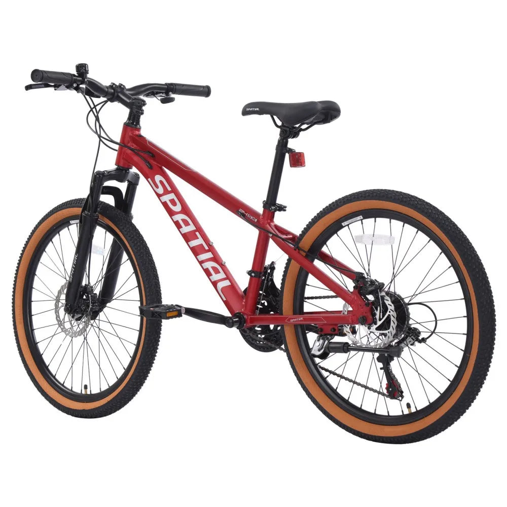 Spatial 24 Inch Mountain Bike 21 Speed Aluminum Frame MTB With Dual Disc Brakes For Teens And Adults