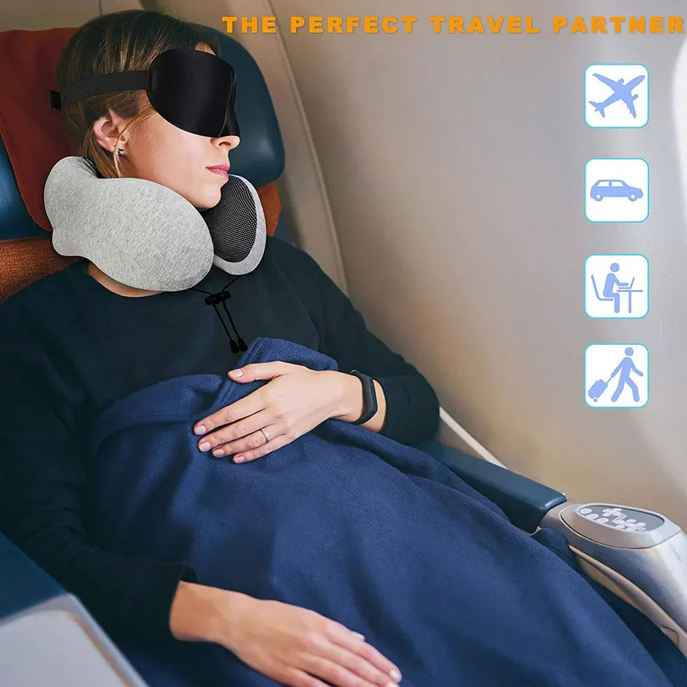 U Shaped Travel Neck Pillow Memory Foam for Car Airplane Comfort