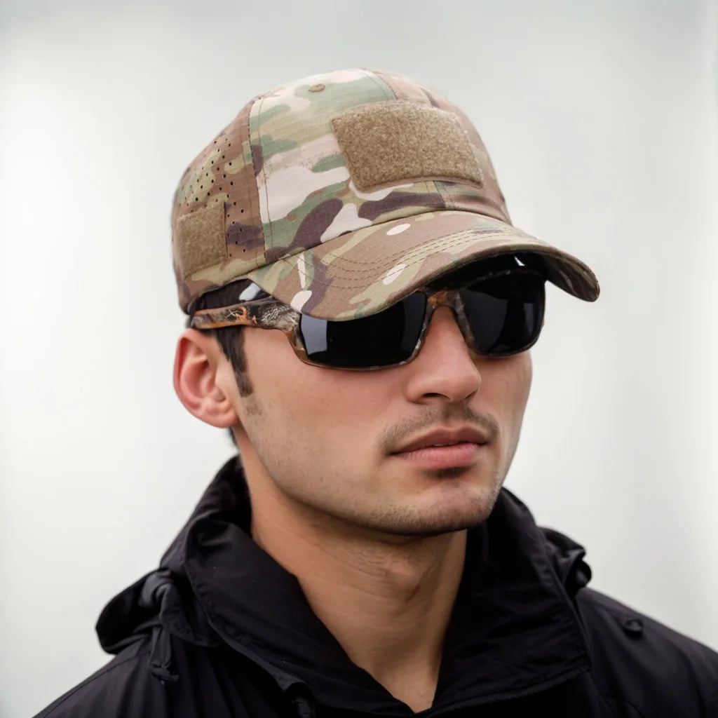 Men Camouflage Baseball Cap Sun Protection Velcro For Hiking