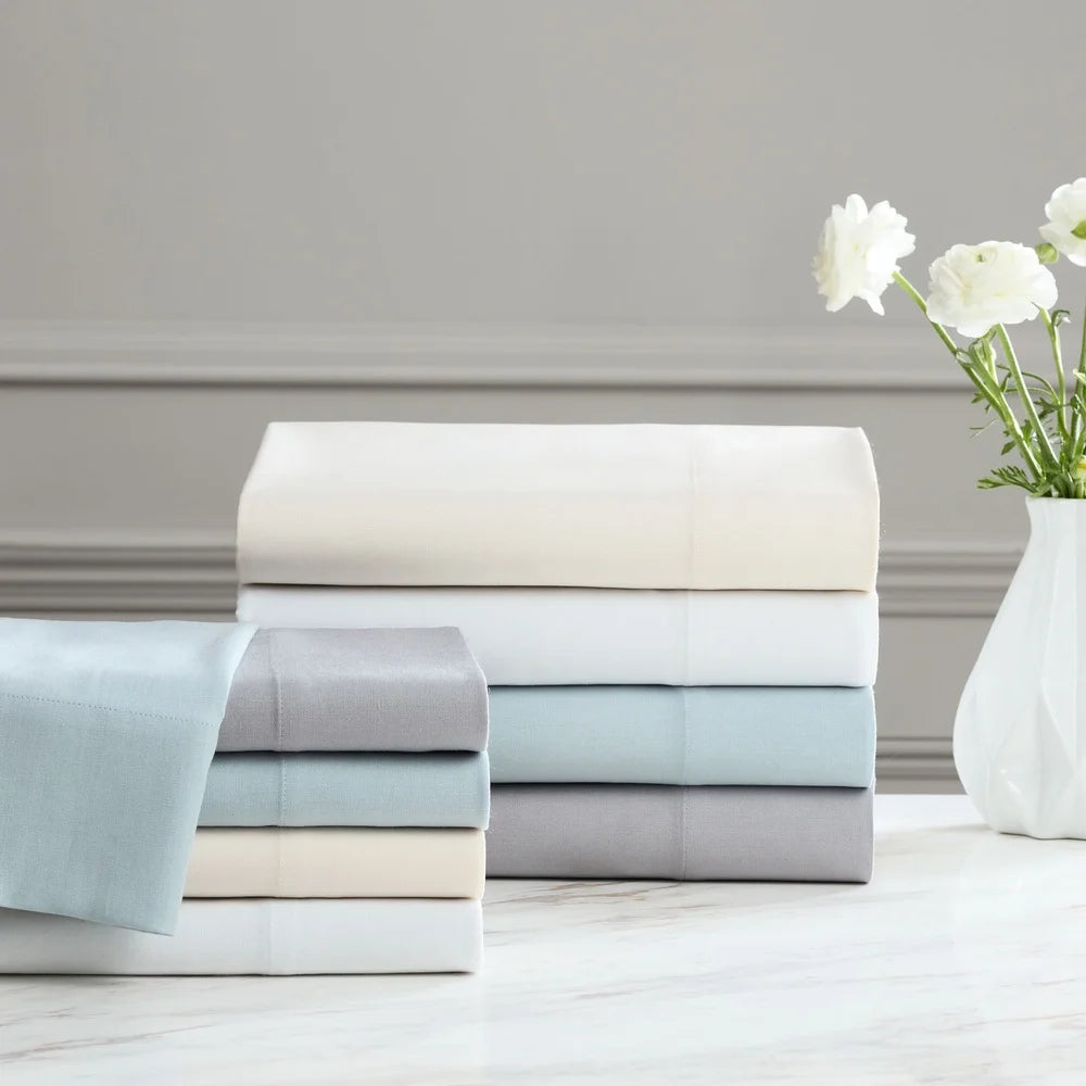 King Size 4-Piece Tan Lyocell Linen Blend Percale Bed Sheet Set Moisture Wicking Durable Soft Bedding All Season Use