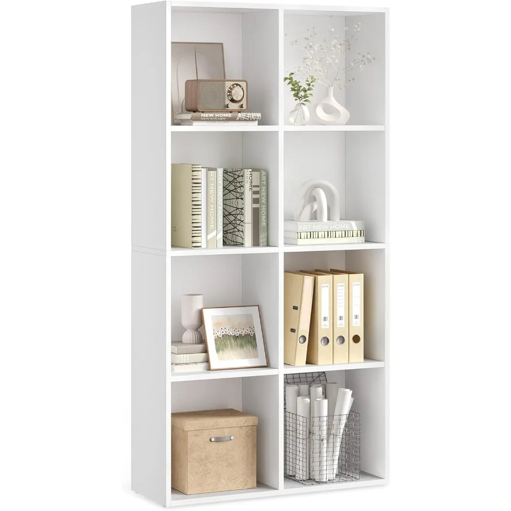8 Compartment Cube Bookshelf Floor Standing Storage Display Unit For Living Room And Home Office
