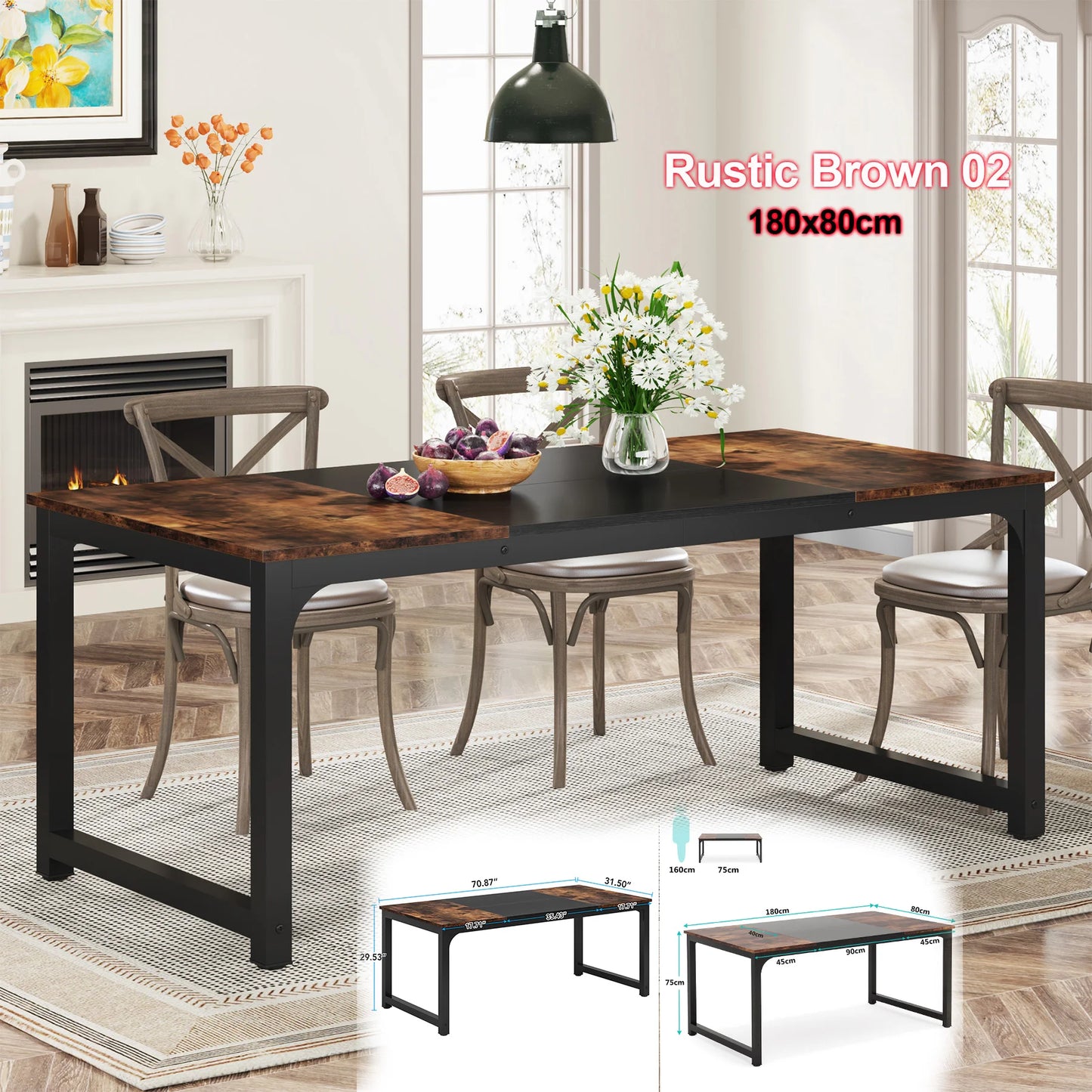 Tribesigns Dining Table Industrial Kitchen Table For Six To Eight People