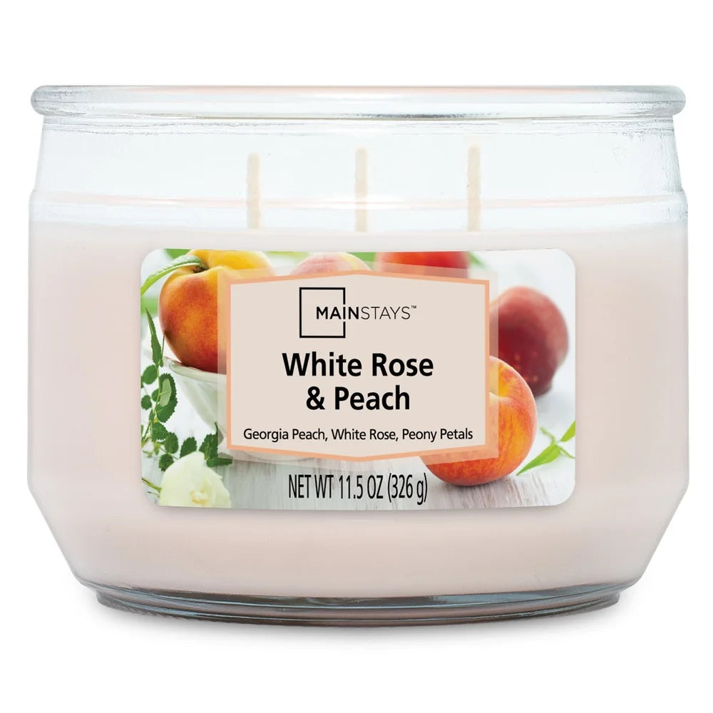 2 Pack White Rose Peach Scented Candles 3 Wick 11.5 Oz Home Decor Gift