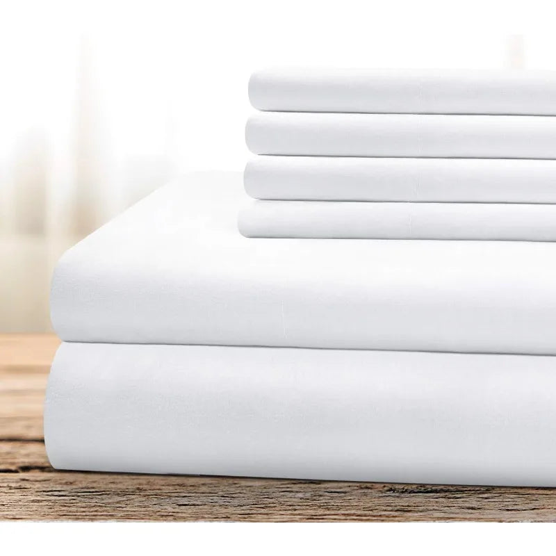 Hotel Luxury Bed Sheets Set 6 Piece(King, White) - Super Soft 1800 Thread Count, Wrinkle & Fade Resistant