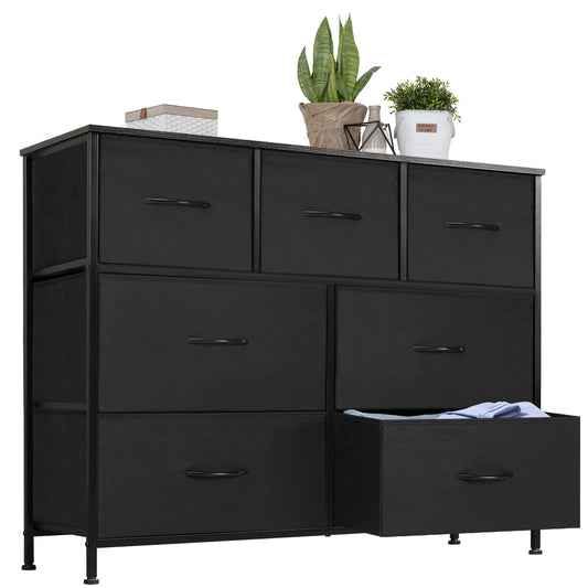 JHK Dresser For Bedroom With 7 Fabric Drawers Organizer Storage Closet Chest Clothes For Living Room Display Cabinet