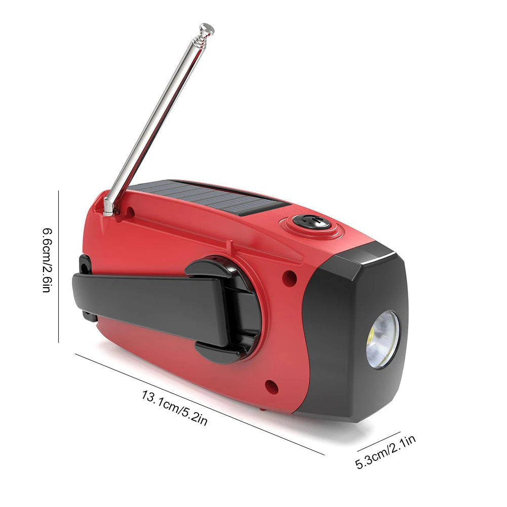 Portable Solar Hand Crank Radio With LED Lights USB Charger