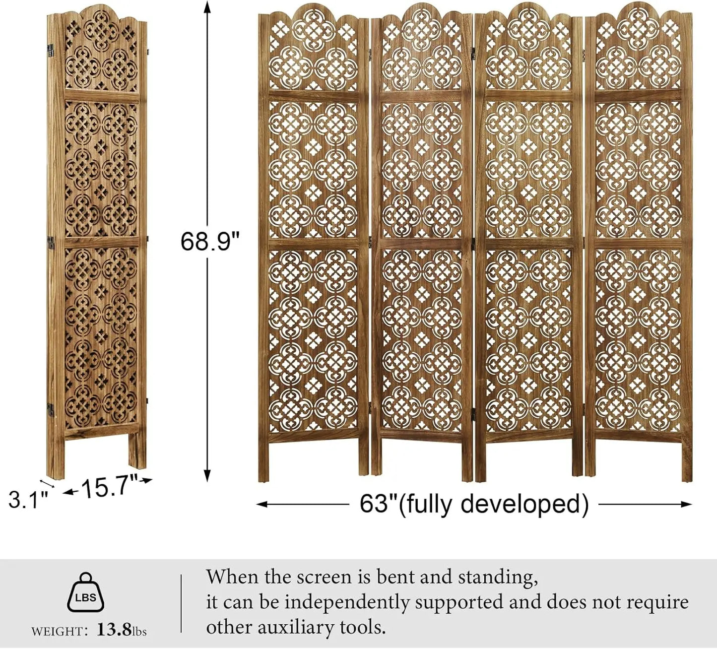 Wood Carved Folding Room Privacy Screens Home Office