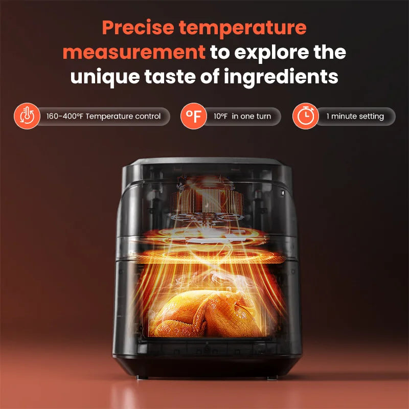 SEJOY 6 Quart Air Fryer Toaster Oven Digital Display 8 Presets Visible Window