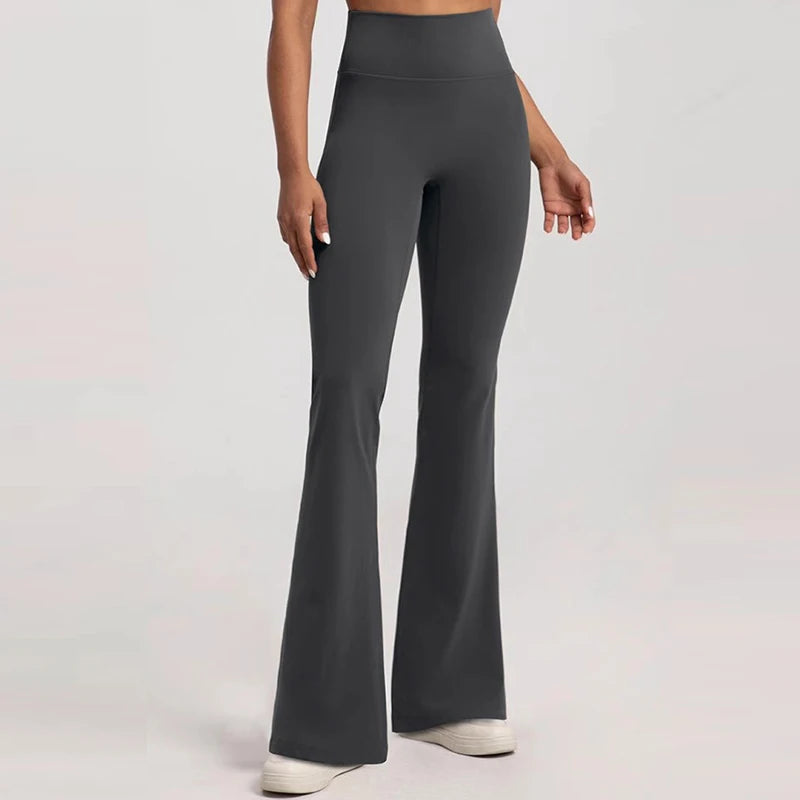 Women's High-Waisted Flared Pants, Elastic Waist, Cinching Hip-Lifting, Casual Yoga Pan for All-Season Exercise and Outdoor Wear
