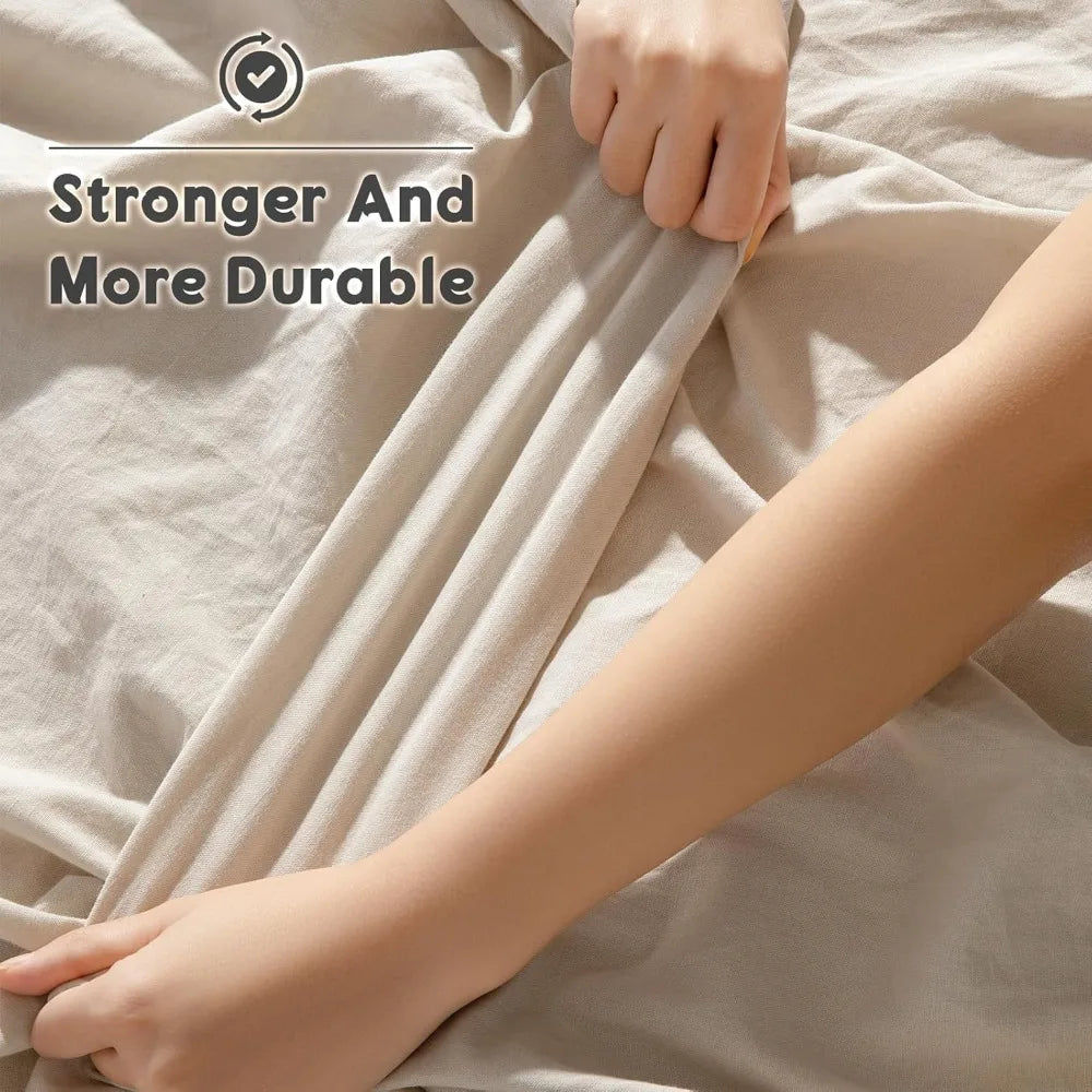 Shilucheng 100% French Linen Sheets - King Size Bed Sheets, Breathable & Cooling Pure Linen Sheets,Soft Durable and Tear Resista