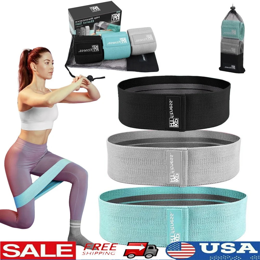 Resistance Bands Set of 3 Anti Slip Booty Bands With Pouch