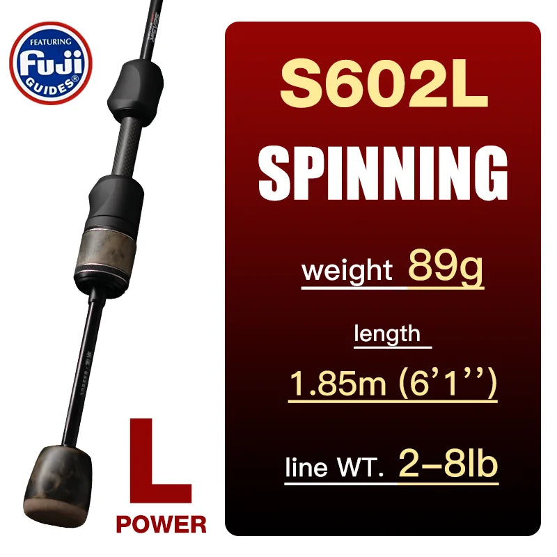 Seasir Stream Spinning Baitcasting Rod Ultralight Carbon Wood Handle Fuji 1-10g