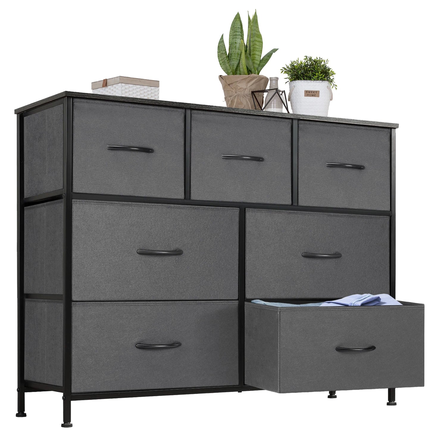 JHK Dresser For Bedroom With 7 Fabric Drawers Organizer Storage Closet Chest Clothes For Living Room Display Cabinet