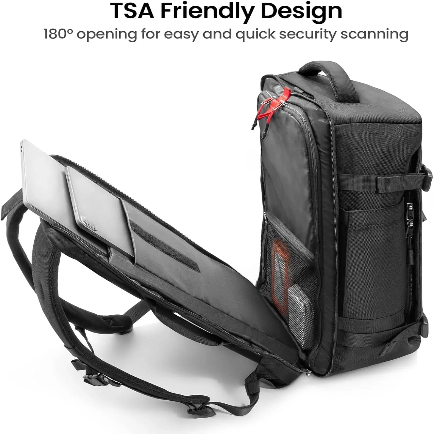 tomtoc Travel Backpack 40L, TSA Friendly Carry-on Luggage, Water-resistant Daypack Fits 17.3" Laptop