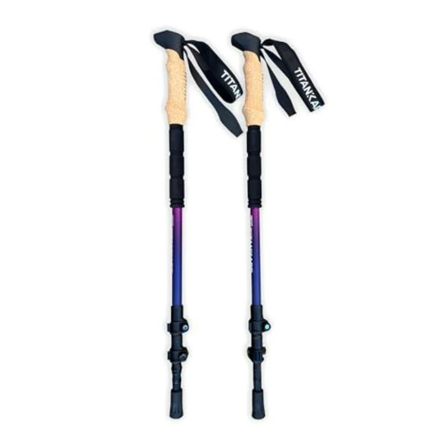 Collapsible Carbon Fiber Trekking Poles With Cork Grips Adjustable For Men Women