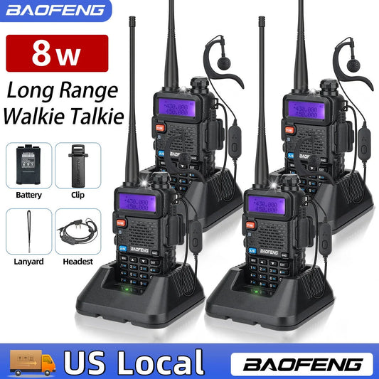 Baofeng UV5R 8W Dual Band Walkie Talkie VHF UHF 1800mAh Battery