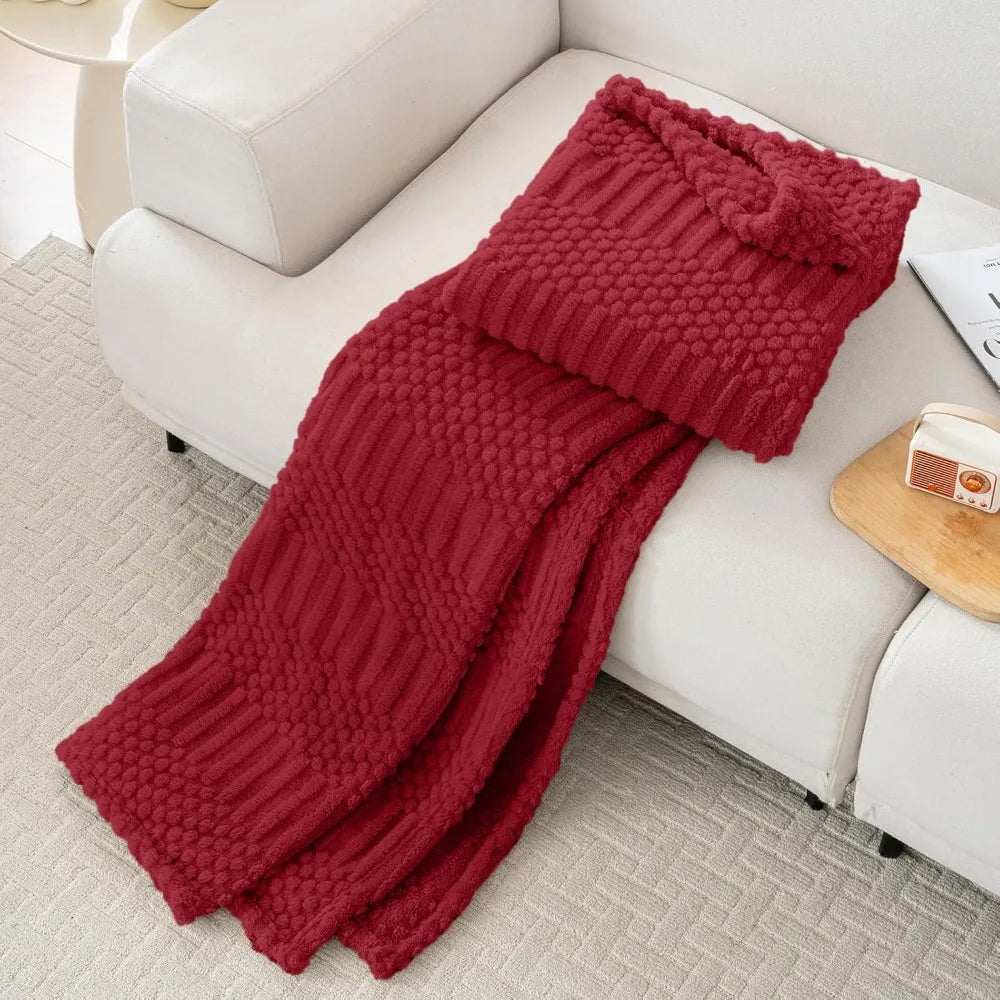 Red Fleece Throw Blanket 50x70 Inch Plush Cozy For Sofa Living Room