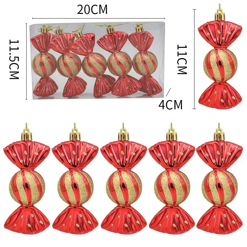 6 Pcs 2025 Christmas Lollipop And Candy Cane Ornaments For Tree Decor And Gift