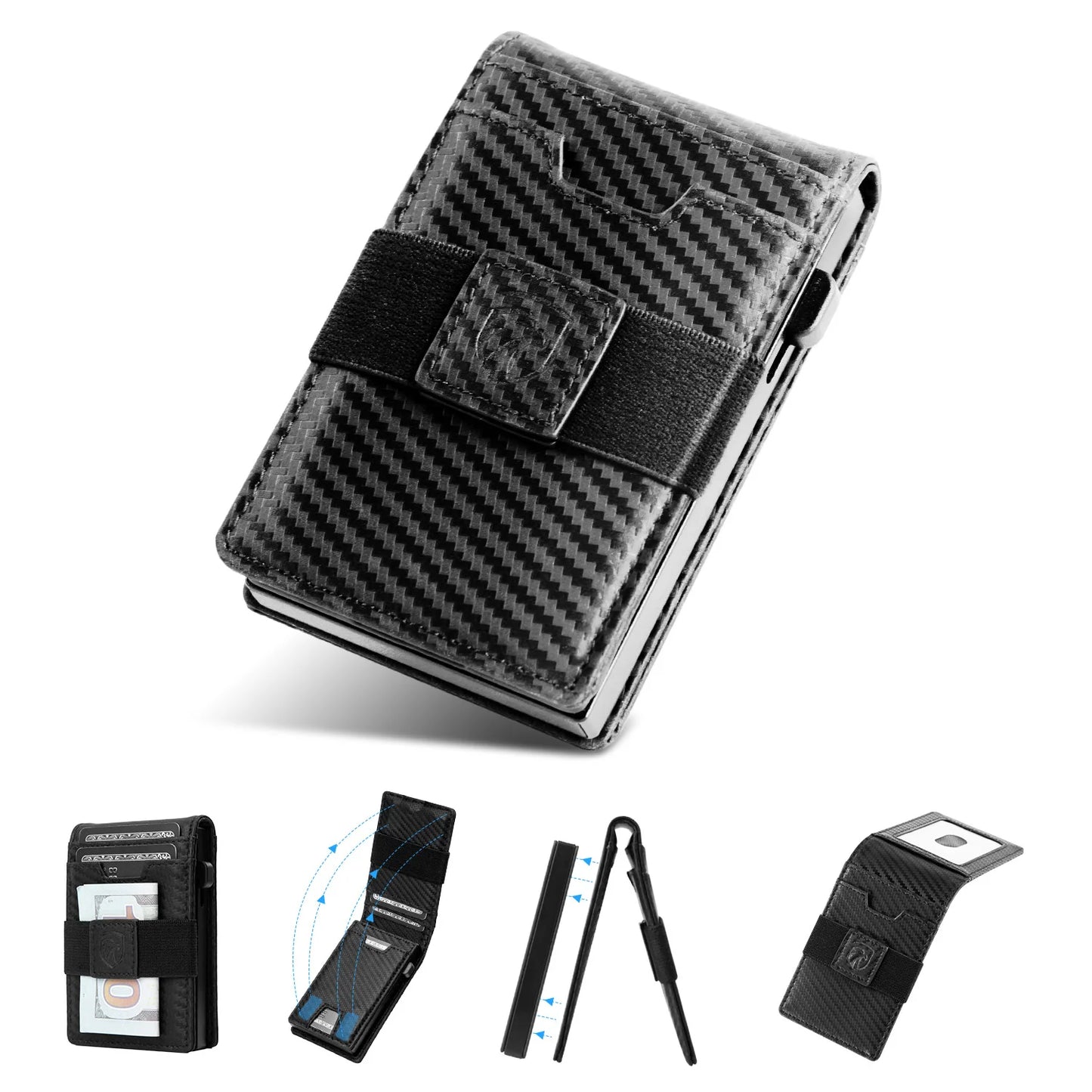 Leather Card Wallet Flip Holder Up To Six Cards Unisex