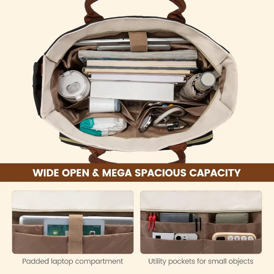 17 Inch Laptop Tote Bag For Women Professional Briefcase With Cup Holder Pockets