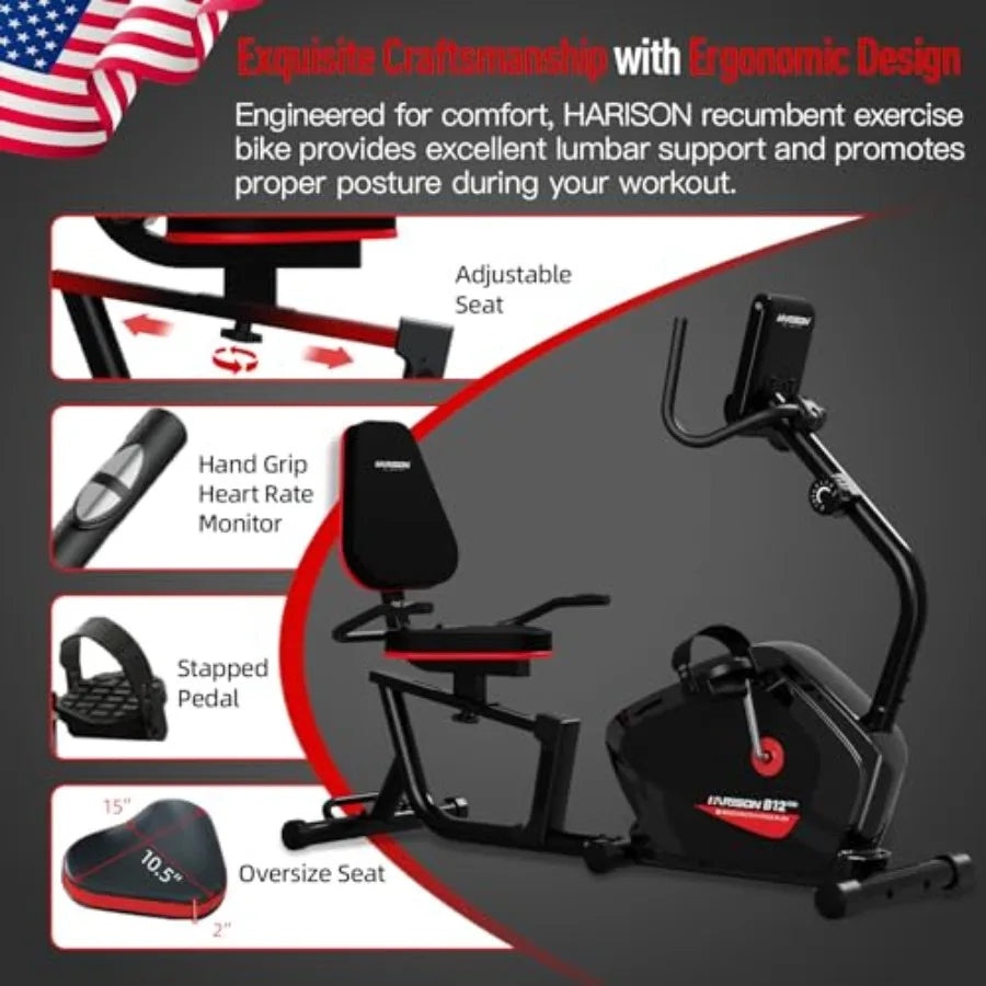 Recumbent Exercise Bike With 400Lbs Weight Capacity Magnetic Resistance System