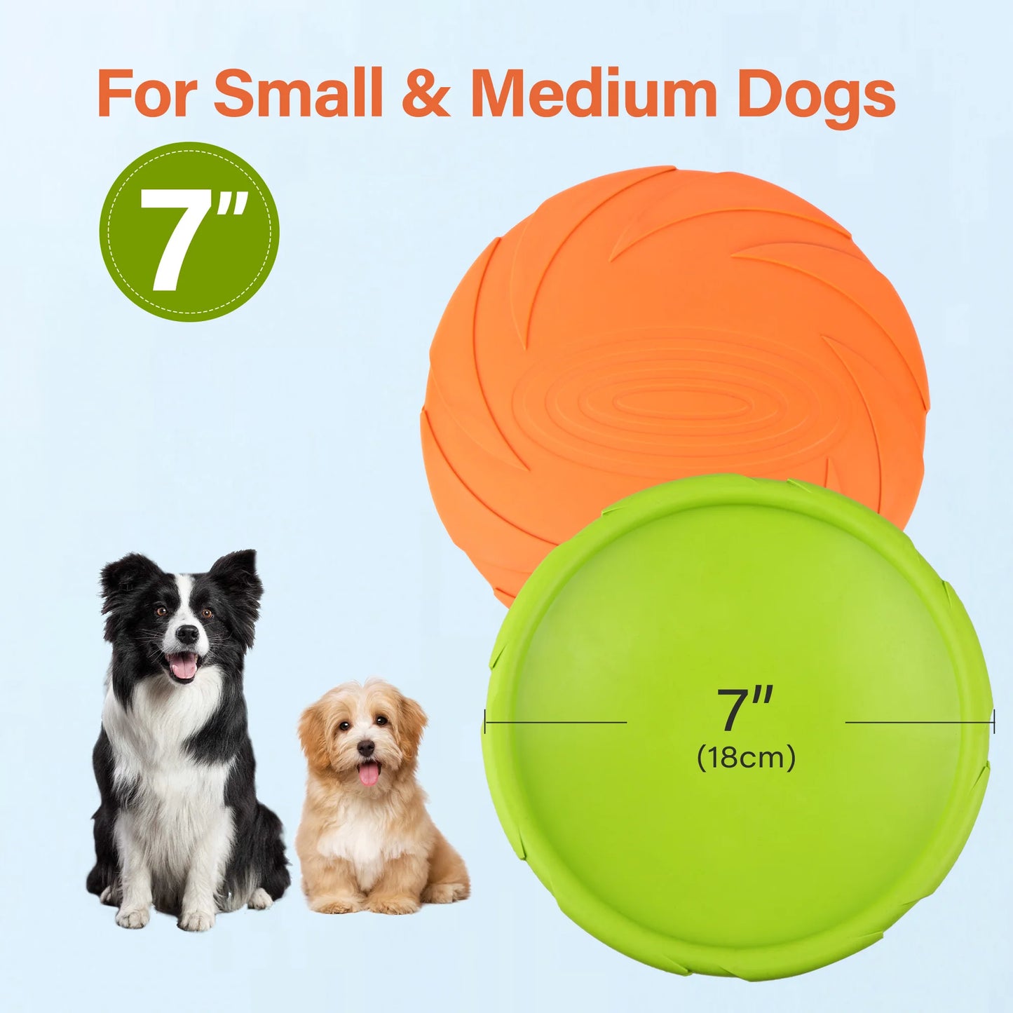 Dog Flying Disc 2 Pack 7 Inch Durable Natural Rubber Floating Flying Saucer for Water Pool Beach Orange