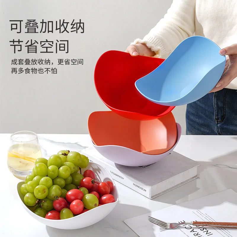 Plastic Dining Plate Fruit Tray Imitation Wood Grain For Snacks And Picnics