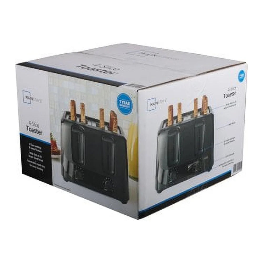4 Slice Toaster with 6 Shade Settings Removable Crumb Tray Auto-Centering Guides Easy Operation Cord Wrap Tidy Countertop
