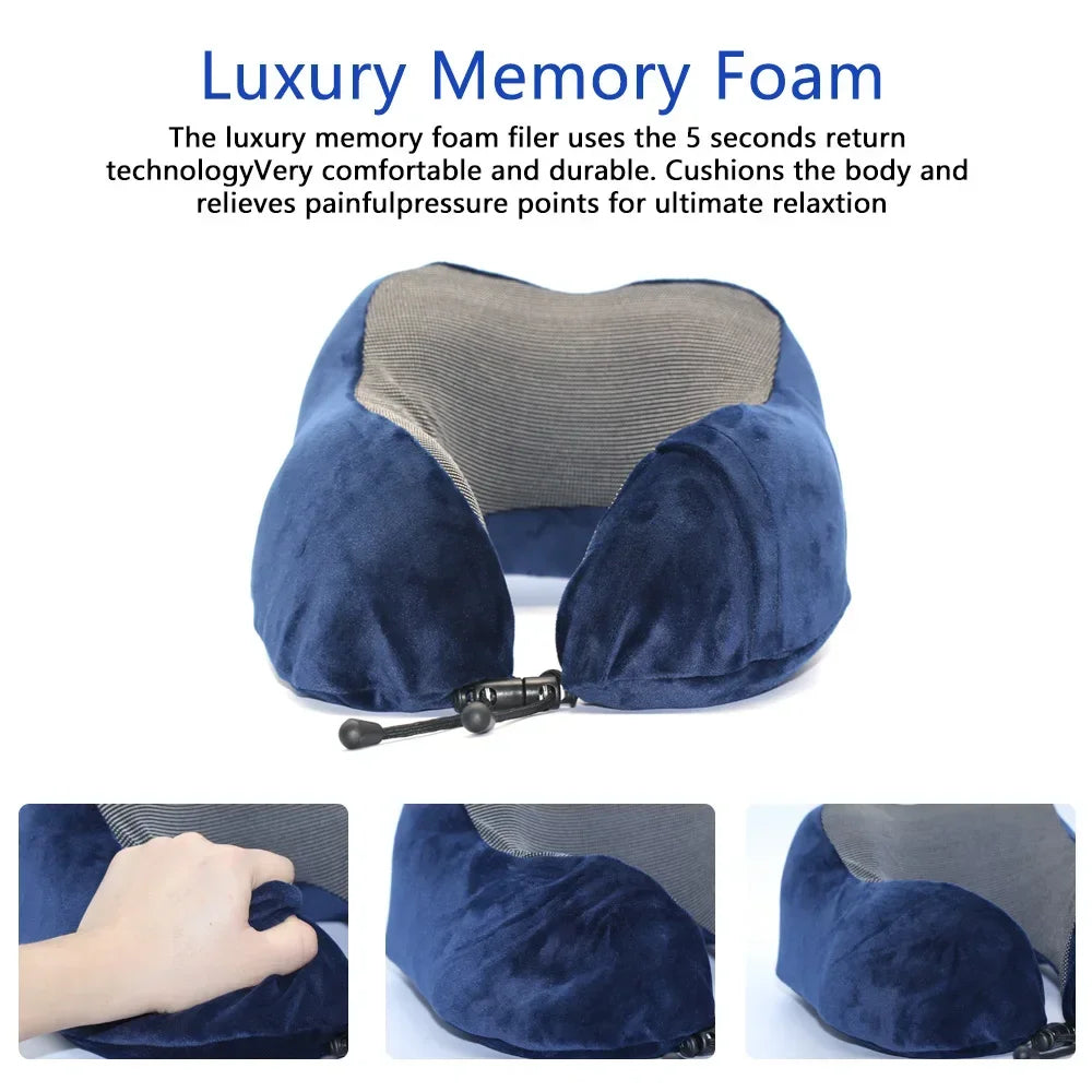 U Shaped Travel Neck Pillow Memory Foam for Car Airplane Comfort