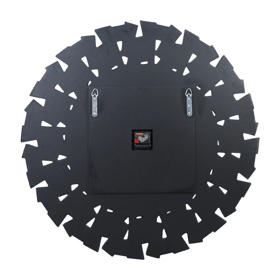 Large Wall Clock 3D Mirrored Sunburst Edge 32 Inch Round Roman Numeral Modern Living Room Dining Room Fireplace Decor