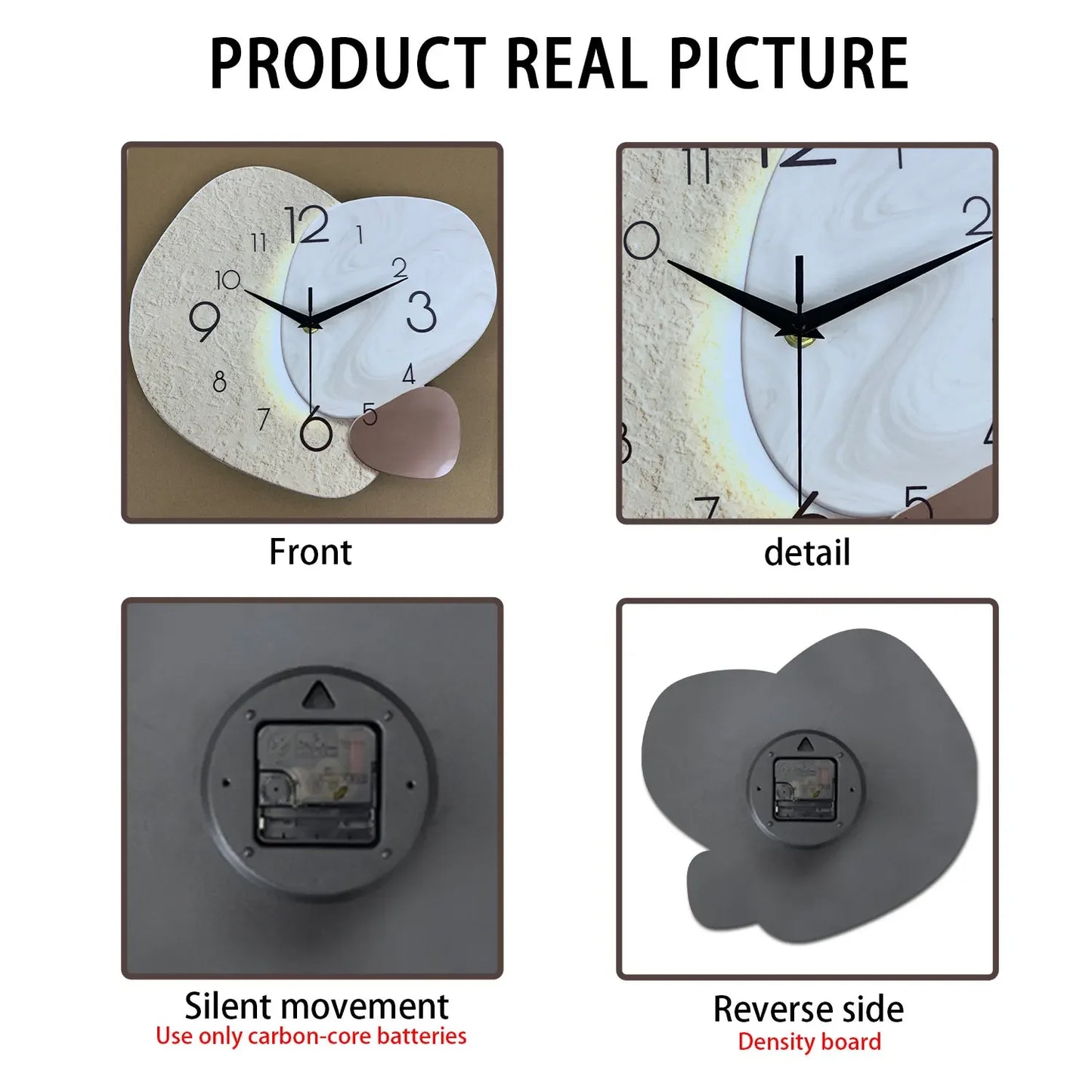 Modern Simple Wall Clock Silent Quartz No Battery Included