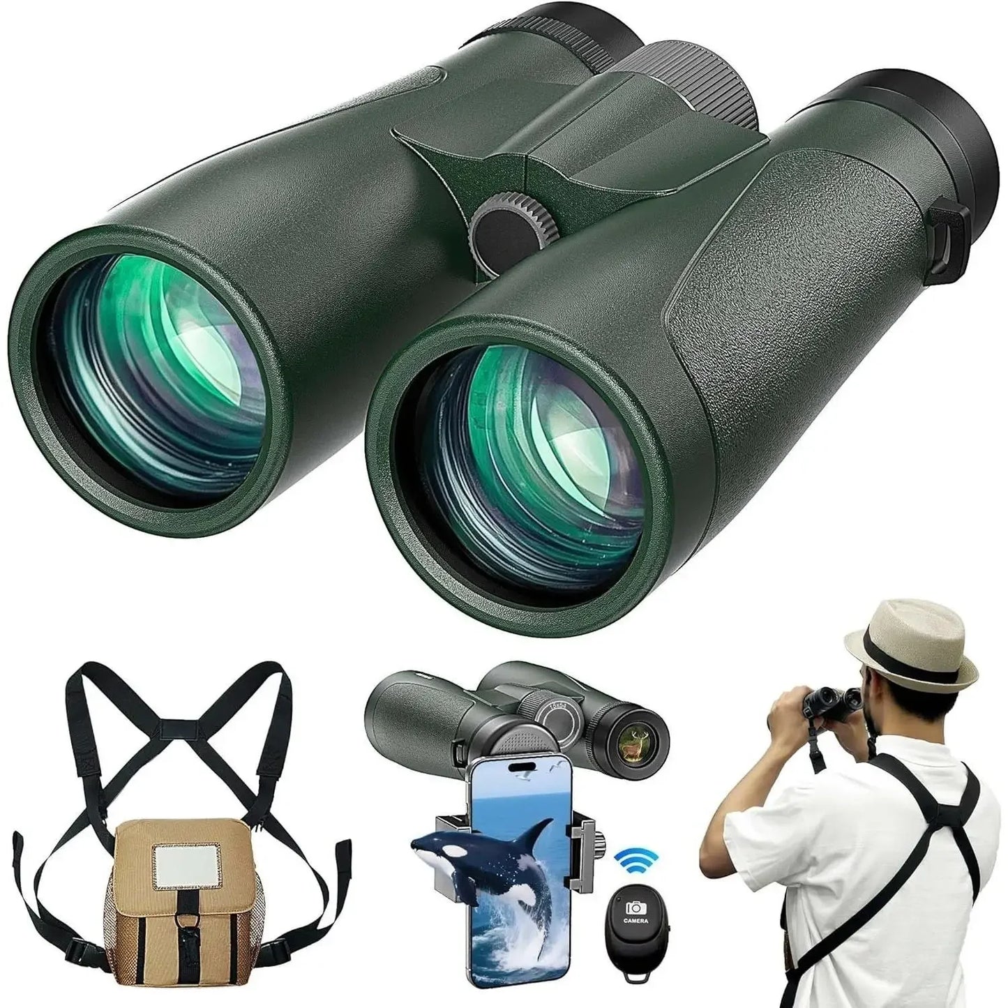 Z 15x54 Binoculars High Powered Harness Bluetooth Remote