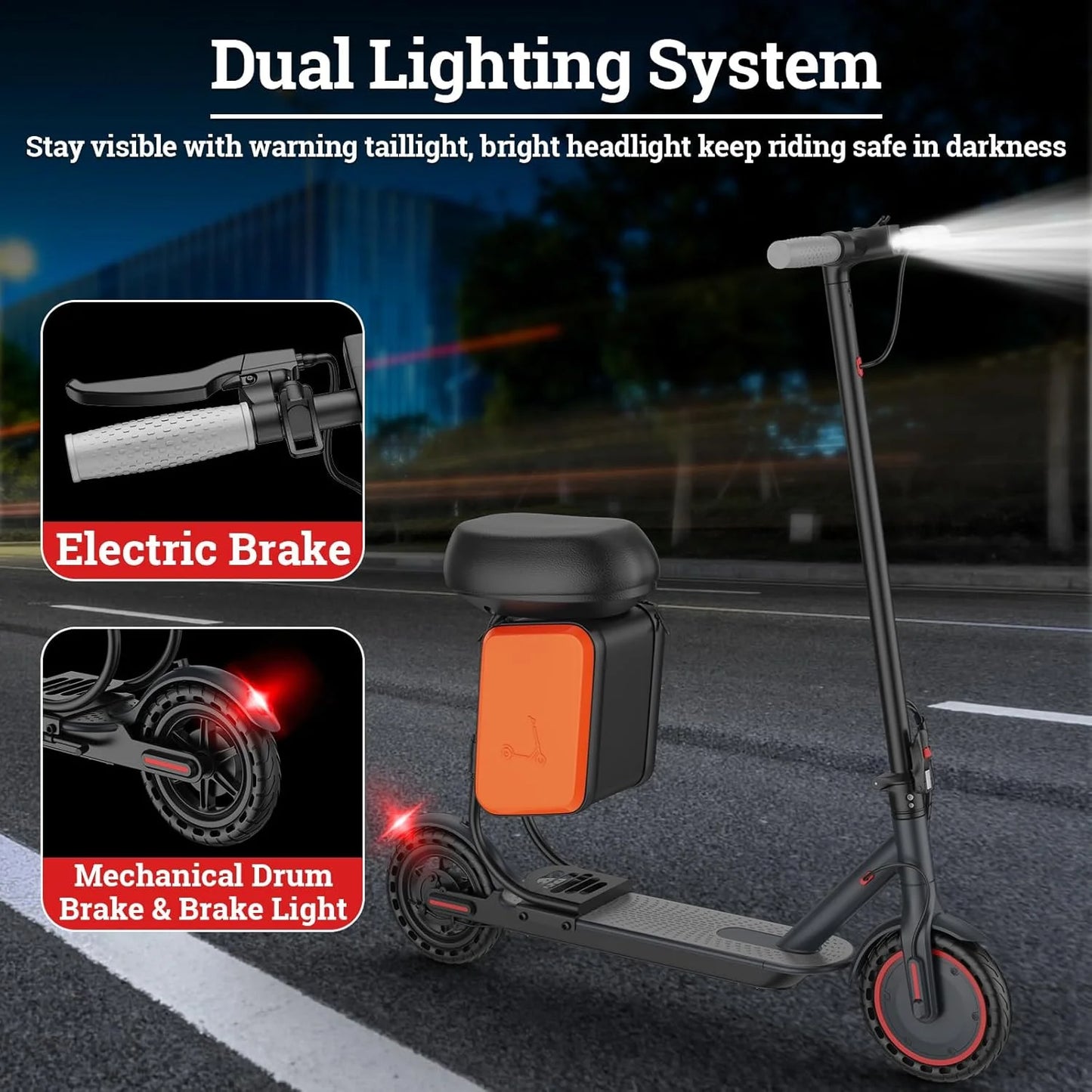 Ladped Electric Scooter With Seat 36V 350W Foldable Cruiser