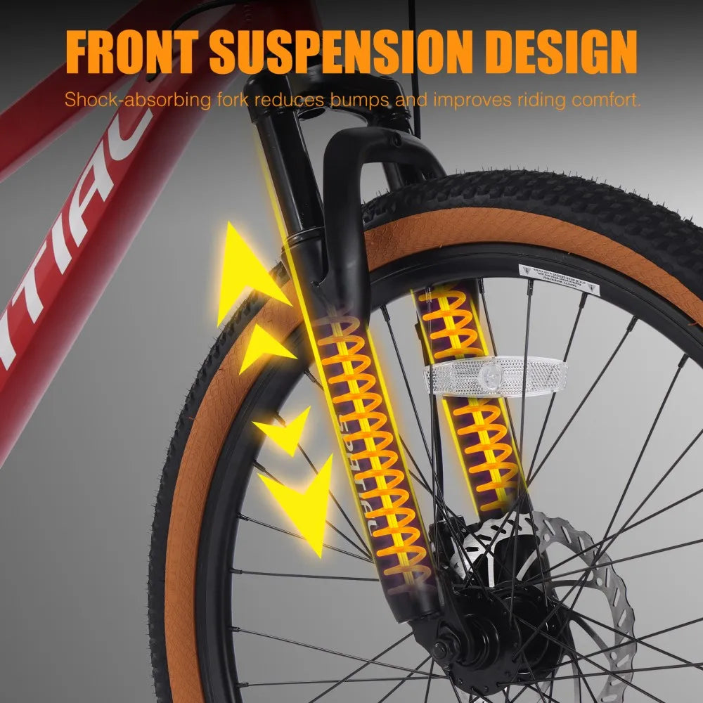 Spatial 24 Inch Mountain Bike 21 Speed Aluminum Frame MTB With Dual Disc Brakes For Teens And Adults