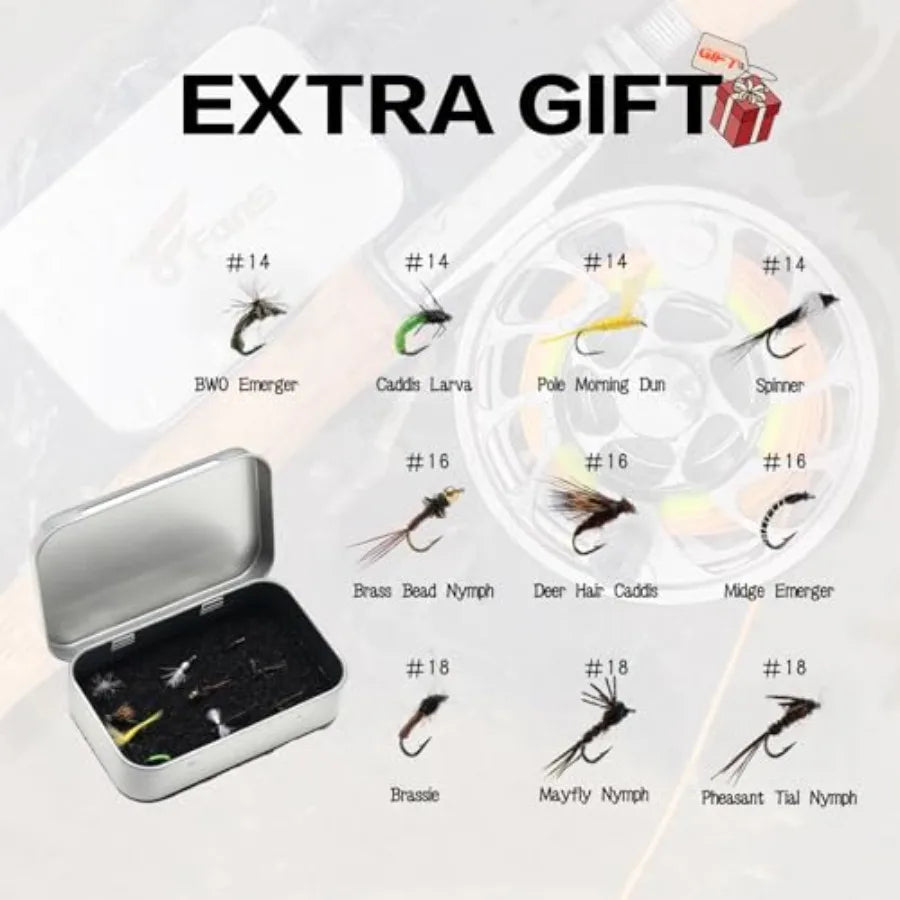 8Fans Portable Fly Rod and Reel Combo 4 Section Starter Package