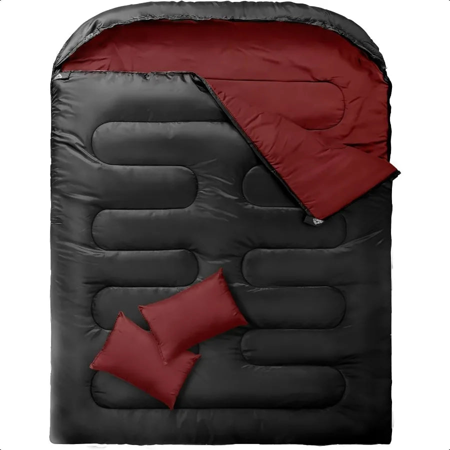 Two Person Sleeping Bag With Pillow XL Queen Size Camping