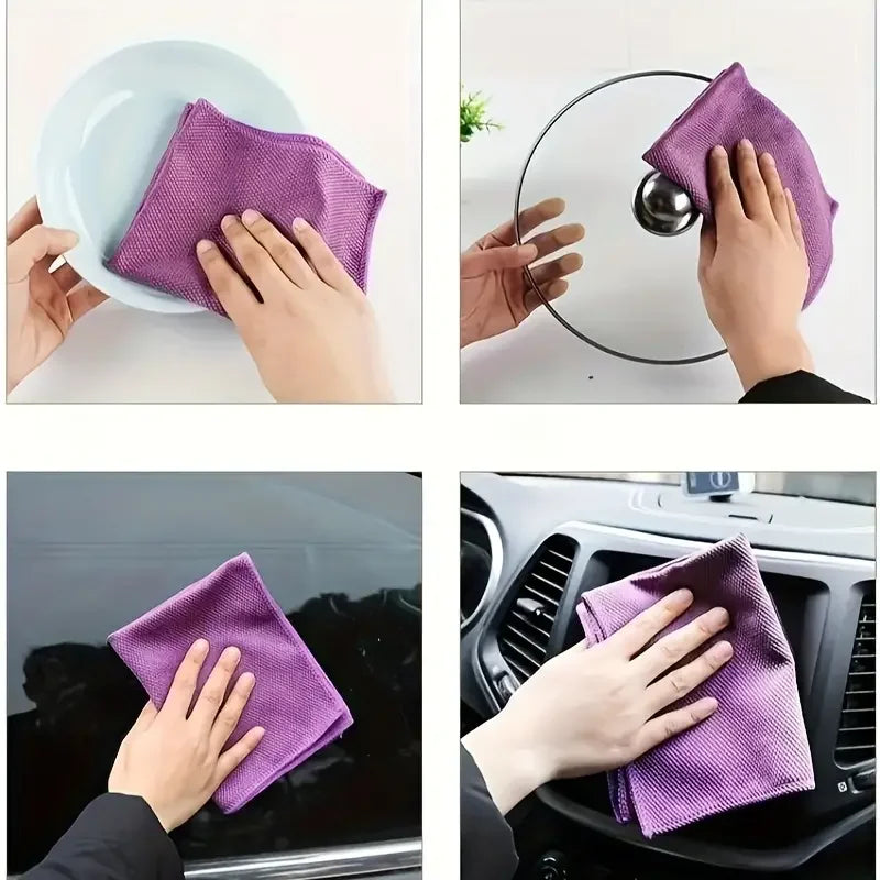 Five Pieces Microfiber Fish Scale Dishcloths Absorbent For Kitchen And Glass