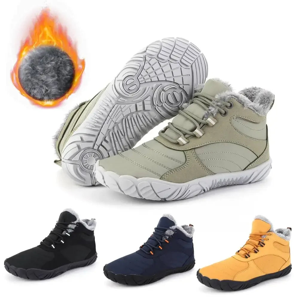 Unisex Waterproof Winter Hiking Shoes Fur Lined Warm Cotton Snow Boots