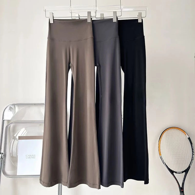 Women's High-Waisted Flared Pants, Elastic Waist, Cinching Hip-Lifting, Casual Yoga Pan for All-Season Exercise and Outdoor Wear