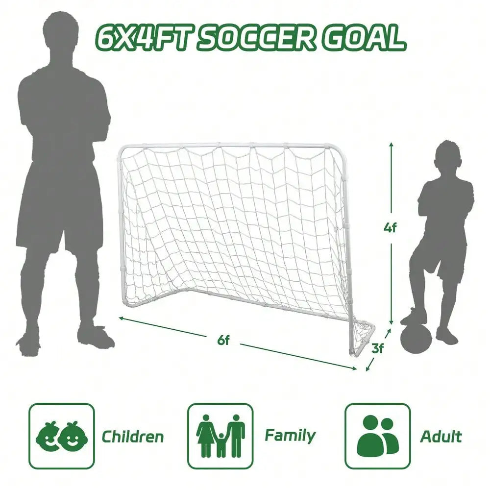 Portable 6x4 Ft Soccer Goal Net Ground Stakes And Strips