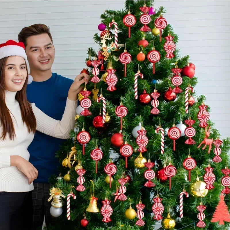 6 Pcs 2025 Christmas Lollipop And Candy Cane Ornaments For Tree Decor And Gift