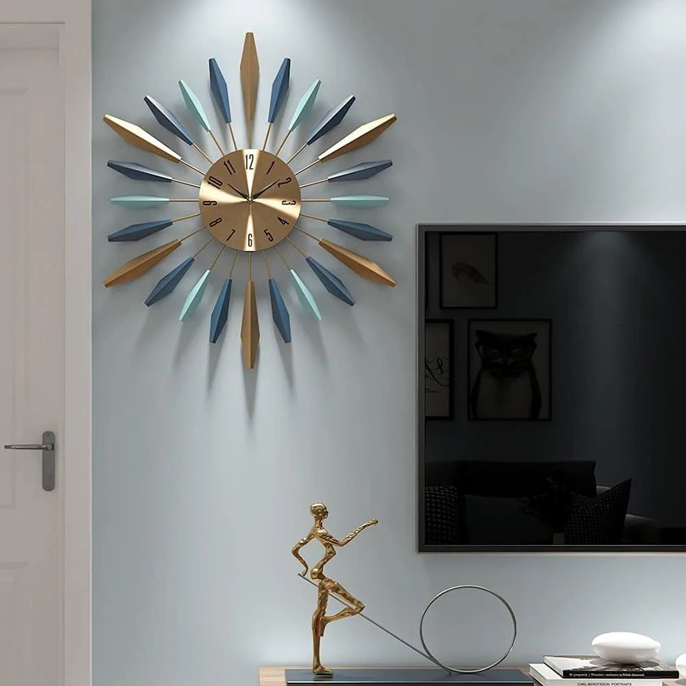 28 Inch Large Metal Wall Clock Silent Mid Century Decor For Living Room