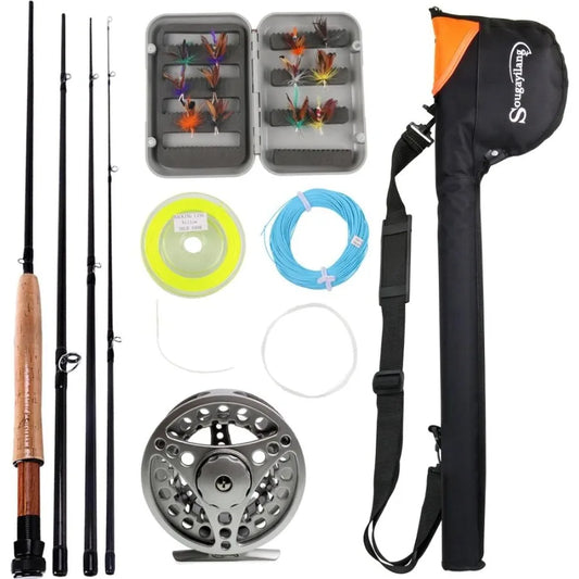 Saltwater Freshwater Fly Rod With Reel Combo Kit Lightweight High Sensitivity
