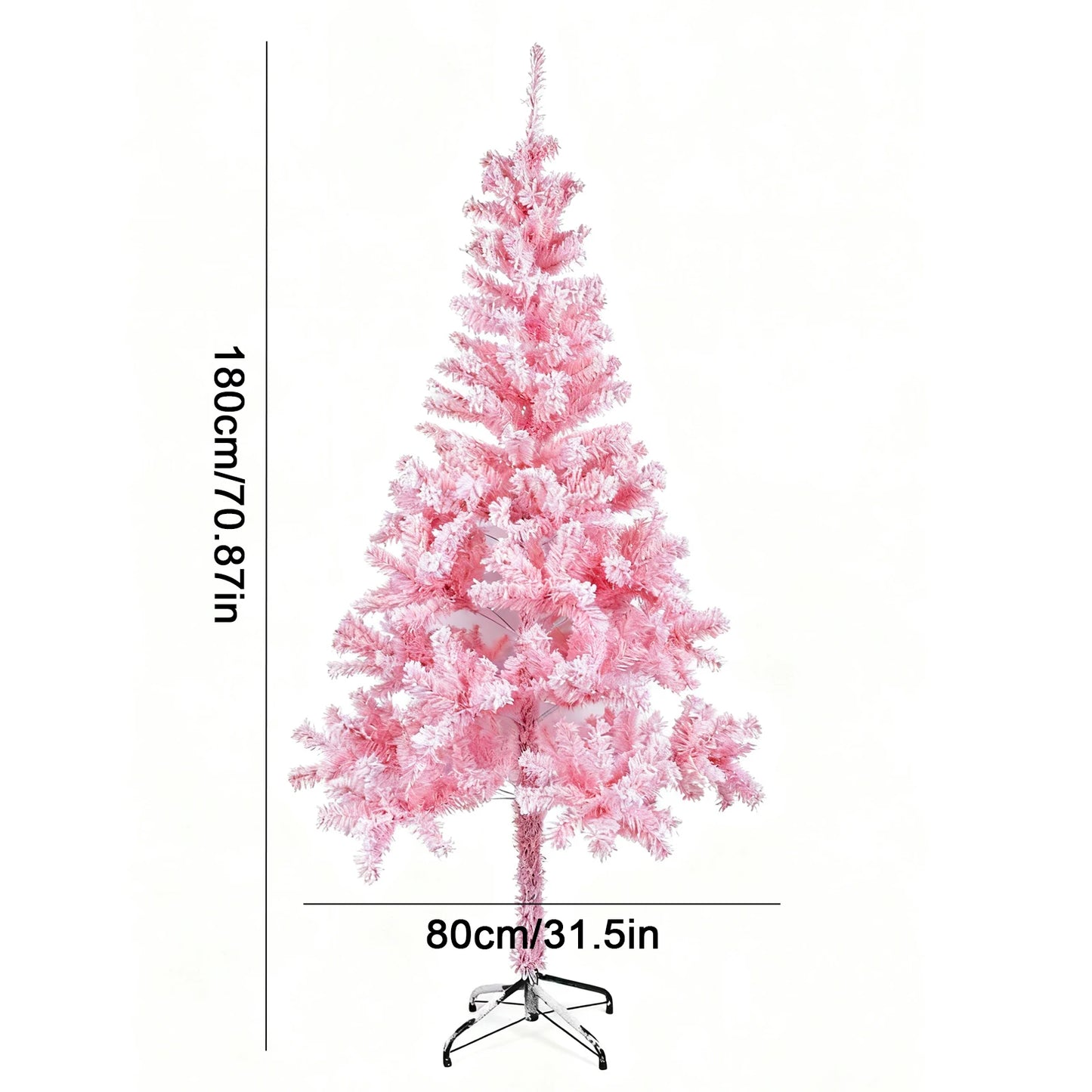 Pink Christmas Tree 180cm PVC Floor Standing Decoration with Iron Base