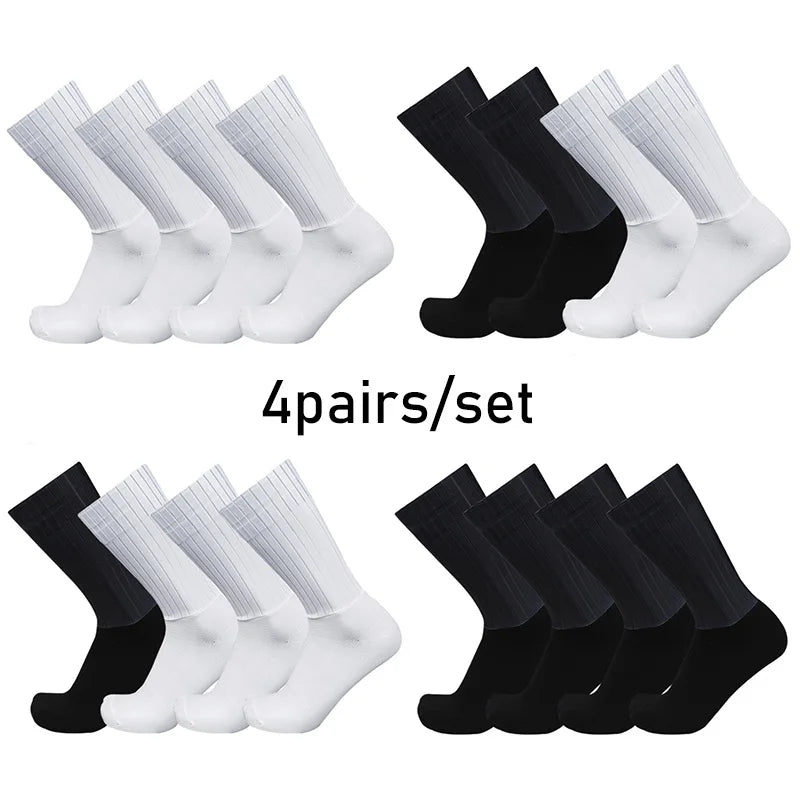Aero Pure Color Cycling Socks Set 4 Pairs Non Slip Cool