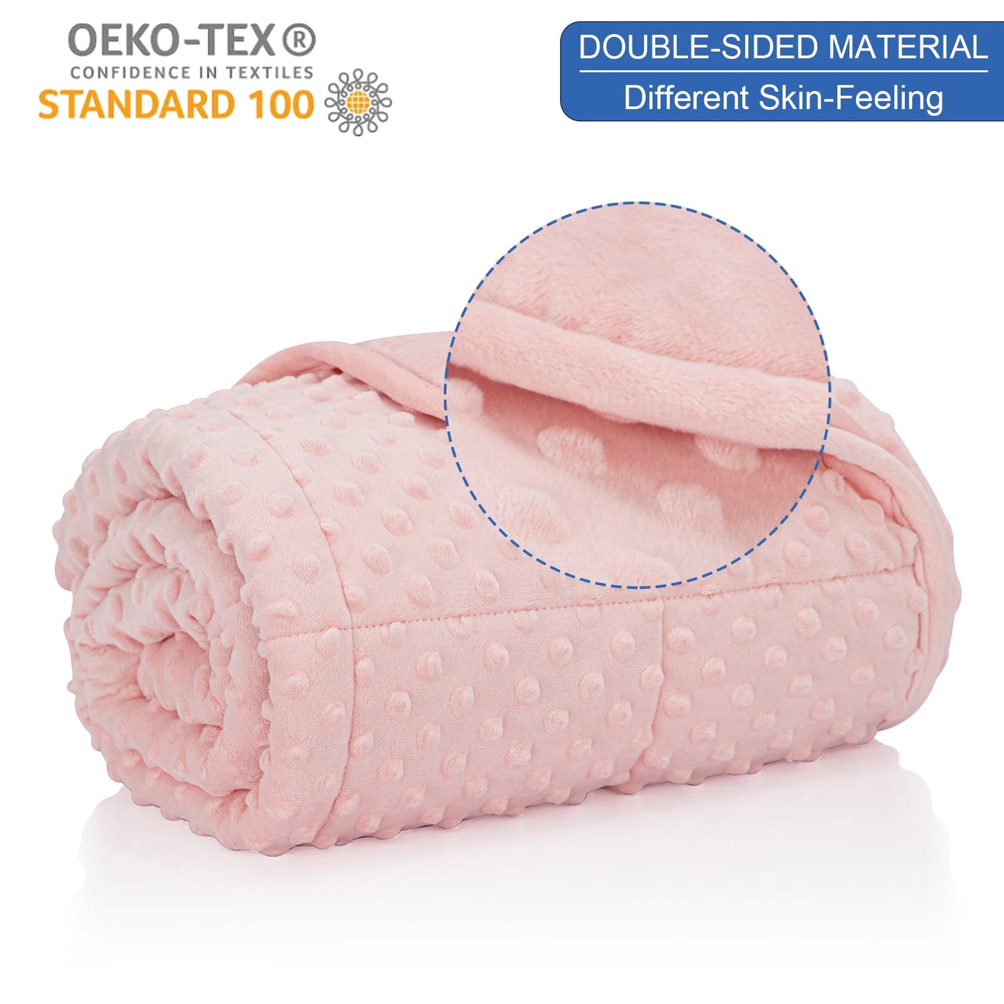 Pink Breathable Soft Minky Weighted Throw Blanket All Season Glass Beads