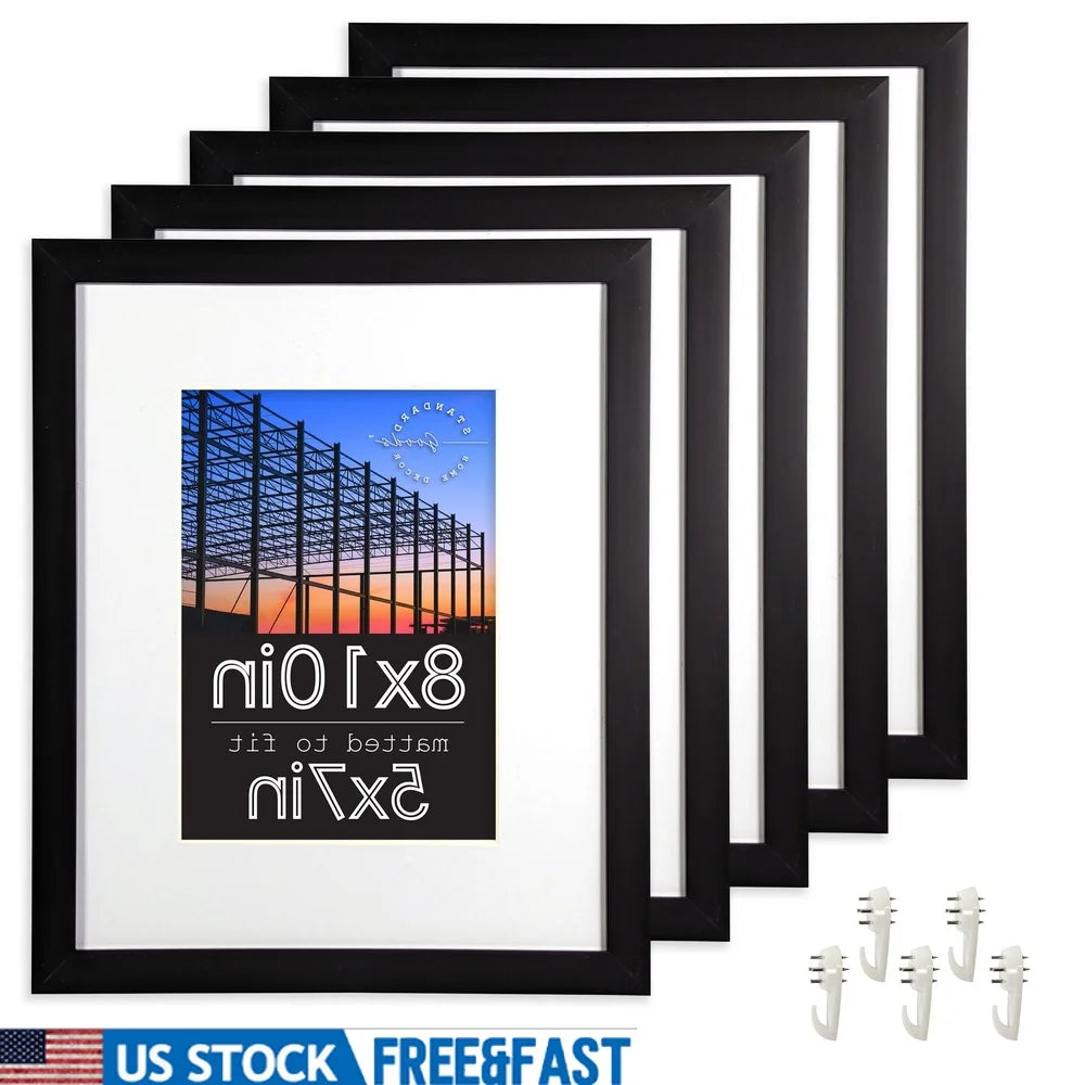 8x10 Matted To 5x7 Frame 5 Pack Black Thermoplastic Frames